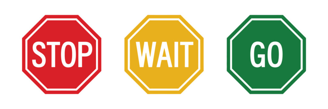 Stop, wait, and go sign vector illustration