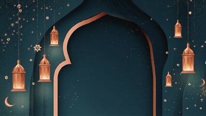 Stylish Deep Teal Islamic Geometric Pattern Ramadan Background Vector