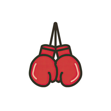 Cartoon-style illustration of a pair of red boxing gloves hanging in the air