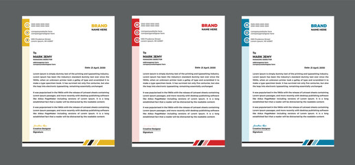 Professional Business Letterhead Templates with Colorful Branding Elements