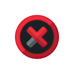 Obraz premium Circular red and black emblem featuring a large red 'X' over a dark gray backdrop