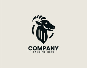 Obraz premium Grilled goat meat illustrated as bold black vector logo design