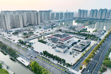 Aerial Photography Shows Modern and Traditional Architecture City Blend © TranPhuoc