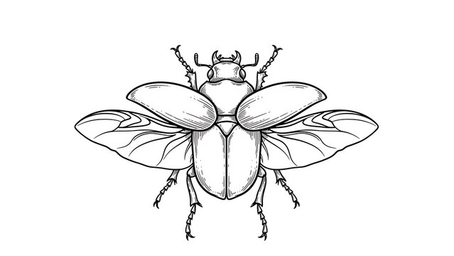Detailed illustration of a beetle with large wings and antennae