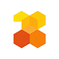 Colorful, geometric abstract of interlocking hexagons. Gradient hues against black background