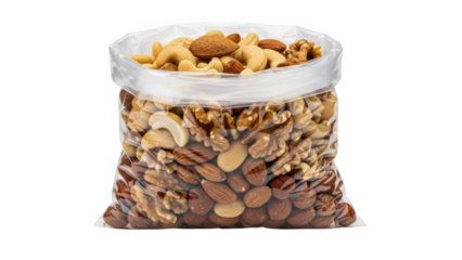 Clear bag of assorted nuts