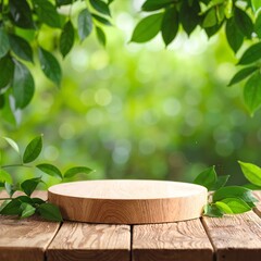 A rustic wooden bowl, beautifully crafted with smooth edges, rests atop a weathered wooden table, showcasing its natural grain and warm tones.