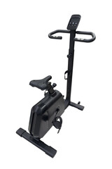 black exercise bike simulator isolated on white background