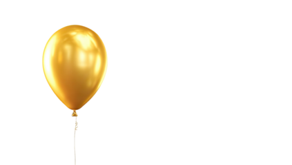 Glossy, golden helium-filled balloon against a stark black background, floating in space