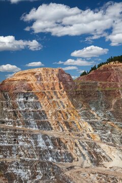 Homestake Mine, an open cut mining area established in 1876, Lead, South Dakota