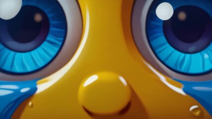 涙を流す絵文字が水に囲まれ強い悲哀の感情を強調して伝える