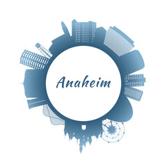 Anaheim skyline with colorful buildings. Circular style. Stock vector illustration
