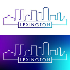 Lexington skyline. Colorful linear style. Single line. Editable vector file.