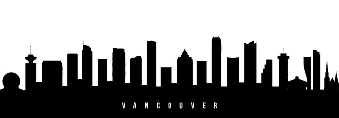 Vector silhouette illustration of Vancouver city urban skyline.