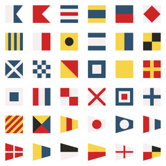 Fototapeta na wymiar International maritime signal flags - sea alphabet , vector