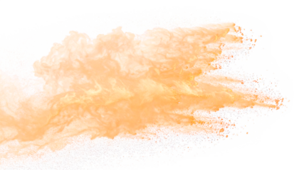 flying dust, sand, and particle of sandstrom  with yellow, orange, and dark clouds forming a dynamic abstract scene on trasparent background, with abstract motion, texture impact