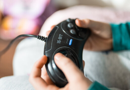 Retro Sega console and 16-bit video games.