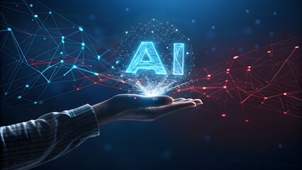 hand holding digital ai technology