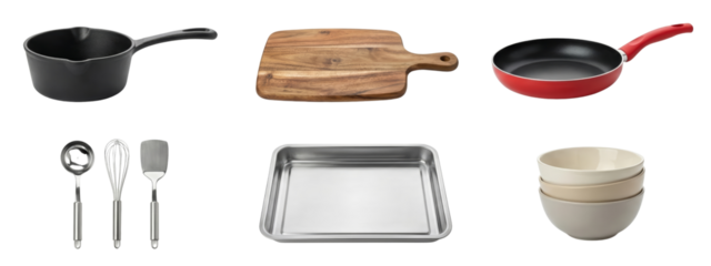 Kitchenware Collection: Pots, Pans, Utensils, Cutting Board, Baking Tray, Bowls
