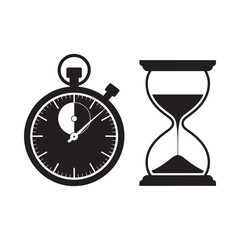 stopwatch and hourglass icons for time management and tracking purposes