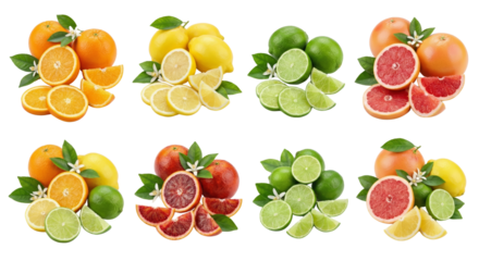 Vibrant Citrus Fruit Assortment: Oranges, Lemons, Limes, Grapefruits, Blood Oranges