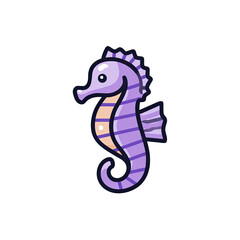 Obraz premium Cute cartoon seahorse illustration. Brightly colored design with a black background
