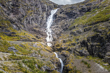 The impressive winding road of the troll ladder, Norway