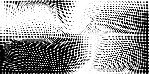 Abstract gradient halftone wave dotted textured pattern. Retro comic pop art backdrop with halftone dots design. Vintage backdrop for comic superhero text, speech bubble, message. Vector ilustration © isma