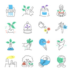 Pack of Nature and Environment Doodle Style Illustrations 

