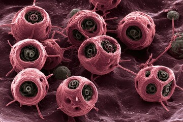 SEM micrograph of spherical structures
