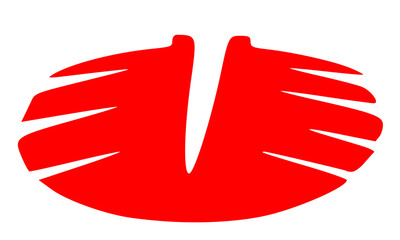 Red Abstract Winged Flame Logo, Split Flame Bird Crest, Dynamic Red Phoenix Half-Wing Vector