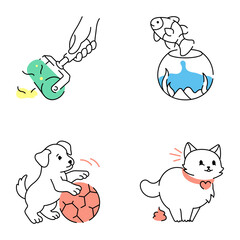 Pack of Pet Doodle Style Illustrations


