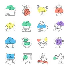 Collection of Technology Doodle Style Illustrations 

