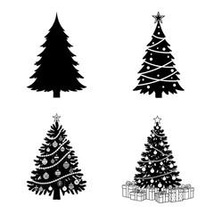 Obraz premium Four christmas tree designs isolated on transparent background isolated on transparent background