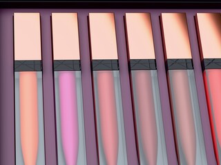 Collection of rose gold cap lipsticks in shades of pink and nude