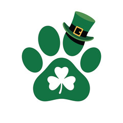 st patrick s day dog paw print with shamrock and hat