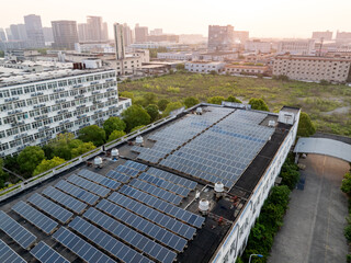 solar power on rooftop of factoy building