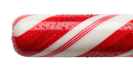 Wet Red and White Striped Candy Cane Close Up on Black stripes