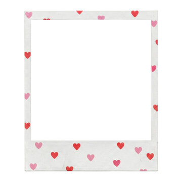 Instant photo frame with heart pattern border
