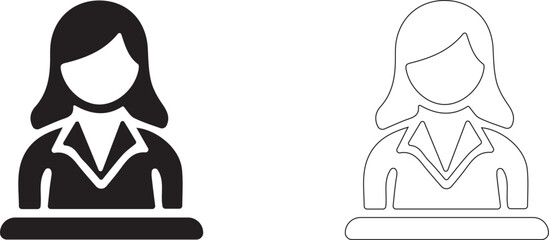 Woman at the pulpit. Editable vector icon.