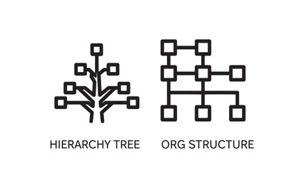 Organizational icons for business hierarchy tree and corporate structure diagram for management layout