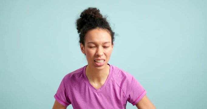 African american woman expressing disgust and denial