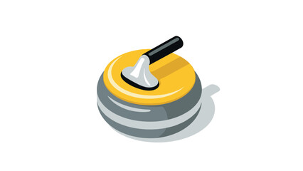 Isometric curling stone on white background with shadow