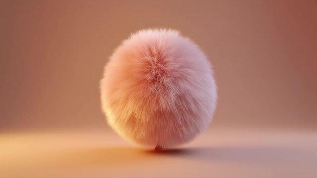 Pink fluffy ball spinning motion