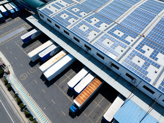 Overlooking warehouses and container trucks