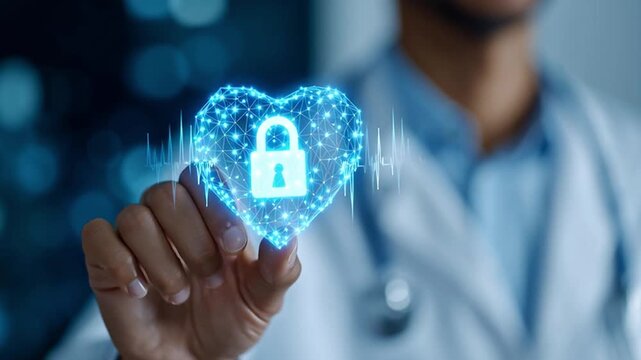 Healthcare Professional Focusing on Secure Patient Data and Heart Health Technology Generative AI