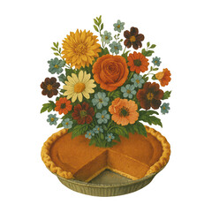 Naklejka premium PNG Floral pie illustration delight