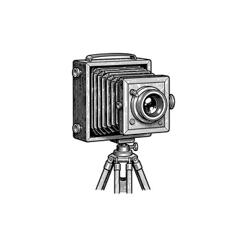 Vintage camera engraving.