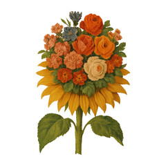 Naklejka premium PNG Vibrant floral bouquet illustration