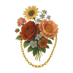 Naklejka premium PNG Vintage floral bouquet illustration